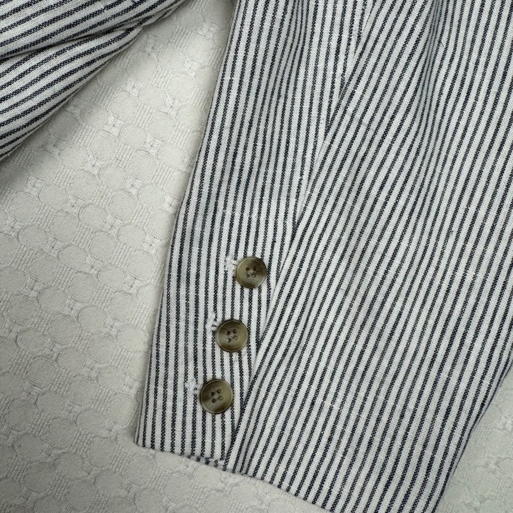 NWT Old Navy Double Breasted Linen Blend Striped Blazer Women 2X Charcoal Career - Picture 13 of 13